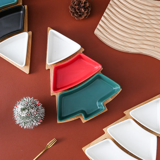 Assiette créative en céramique d'arbre de Noël