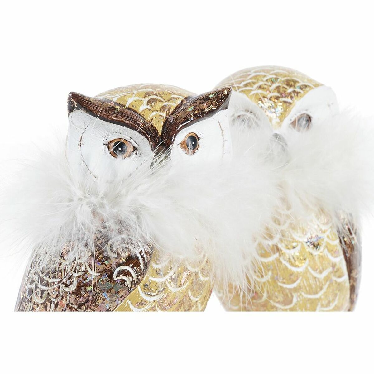 Décorations de Noël DKD Home Decor Hibou Résine (7,5 x 7,5 x 14 cm) (2 Unités)