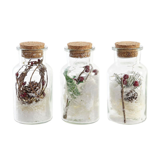 Décoration lumineuse DKD Home Decor Noël Naturel (6 x 6 x 14 cm) (3 Unités)