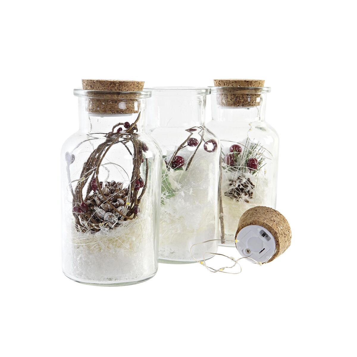 Décoration lumineuse DKD Home Decor Noël Naturel (6 x 6 x 14 cm) (3 Unités)